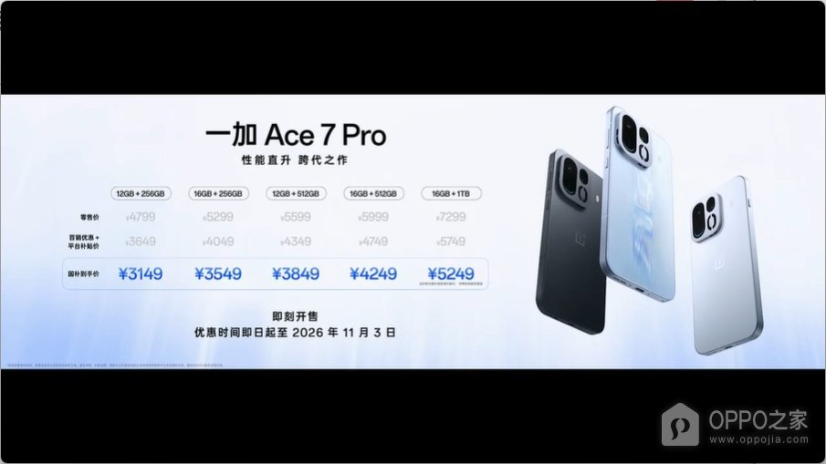 一加Ace 7系列开售,首销优惠加平台补贴价3249元起